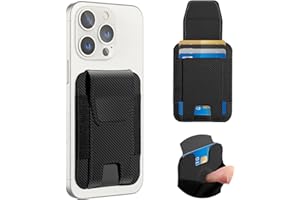 Miroddi for MagSafe Wallet with Privacy Flap, Hidden Compartment, Magnetic Wallet Card Holder for iPhone 16/15/14/13/12 Series, Leather Magnetic Phone Wallet, Fits 8 Cards, Black Woven Pattern