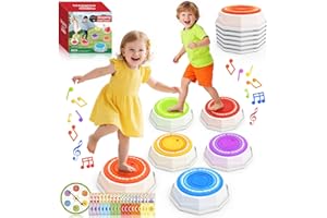 SOTAONE Rainbow Light Up Stepping Stones for Kids - 6PCS Non-Slip Music Sensory Jumping Stone Toys, Toddler Obstacle Course Develop Balance Coordination Skills, Indoor Outdoor Play, Boys Girls Gifts Ages 3-5