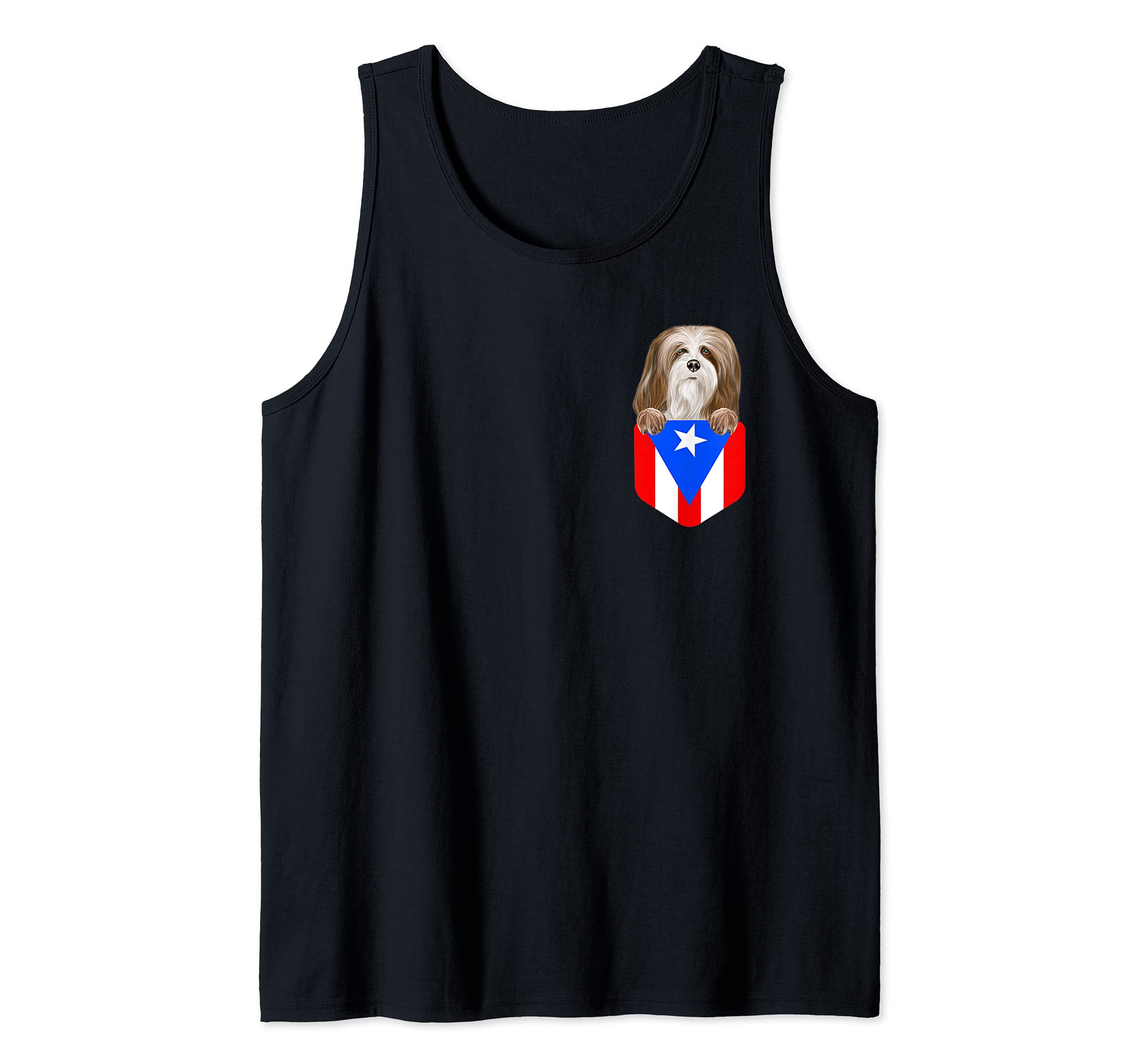 Puerto Rico Flag Lhasa Apsos Dog In Pocket Tank Top