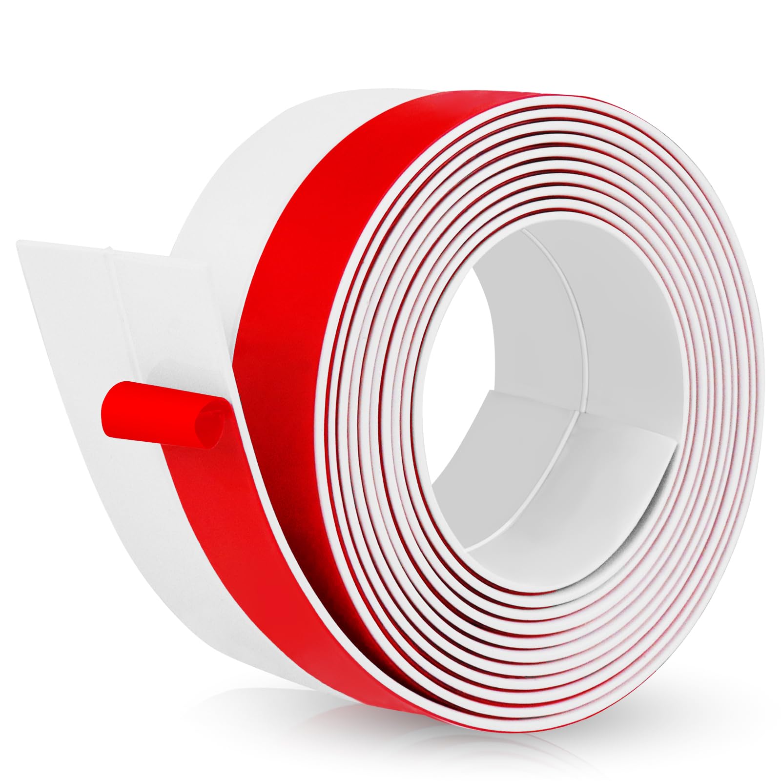 View 1 of Weather Stripping Door Draft Stopper Flexible Self Adhesive Silicone Door Seal Strip for Glass Doors Windows and Shower Glass Gaps, 2 Inch Wide X 20 Feet Long, White