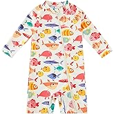 Baby Boy Swimsuit Rash Guard Shirts Toddler Boy Swimwear Full Zipper UPF 50+ Sun Protection Infant One Piece Bathing Suit