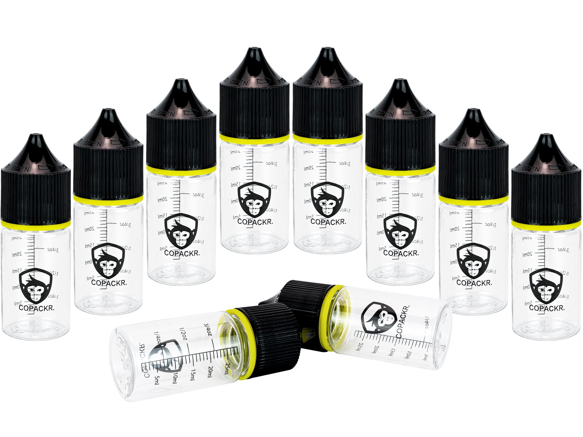 Copackr Chubby Gorilla V3 10 x 30 ml Stubby Dropper Bottles, Plastic Bottles, Perfect for Travel, with Childproof Cap