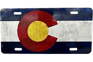 Ink Trendz Grunge Colorado Flag Decorative Vanity Plate for Car Aluminum Novelty Auto Car Vanity Plates Gift 6x12 Inch for Men Women Man Cave Art, Automotive Art