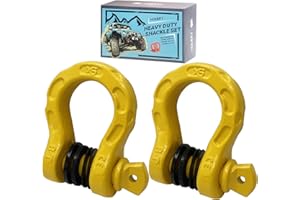 HOUERT Heavy Duty D-Ring Shackle, 68,000 lbs Break Strength, Stronger Than 3/4" D Rings, Tow Shackle with 7/8" Screw Pin & Washers for Off-Road Towing Jeep Vehicle Recovery, Yellow, 2 Pack