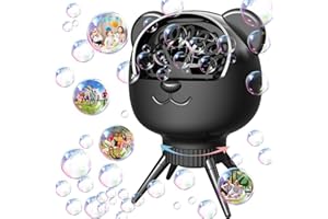 OIDOZAC Upgraded Bubble Machine for Kids & Parties – 500ML, 38,000+ Bubbles/Min, 90°/180° Auto-Rotation, 2-Speed Rechargeable Bubble Maker, Portable Bubble Blower for Indoor Outdoor Birthday Wedding (Black)