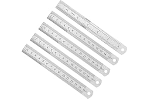 Kozelo 5 pcs Metal Straight Edge Ruler - [ 150mm 6 Inch Metric ] Stainless Steel Centimeters Rulers for Precision Measuring U