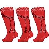 American Trends Girls Softball Socks with Stitches 3 Pairs Youth Athletic Socks for Soccer, Baseball, Softball, Football