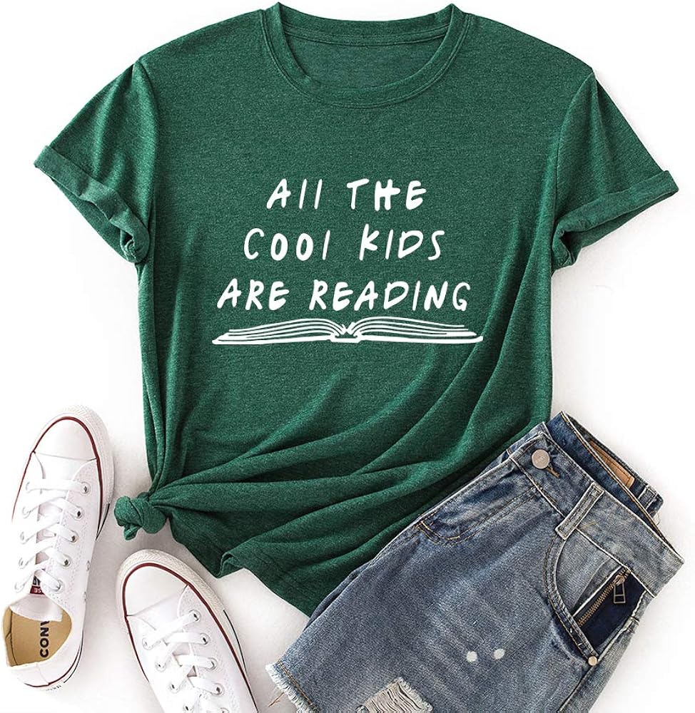 Women All The Cool Kids are Reading TShirt Teach Tee Shirt Short