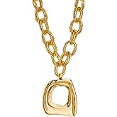 rgwtgkyh Chunky Gold Statement Necklaces for Women Trendy Lightweight Big Large Thick Spiral/Cross/D Necklace Boho Western Punk Y2K Rock Jewelry Gift