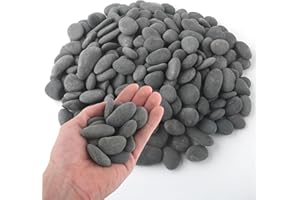 Quibbay 5 lbs Mexican Beach Pebbles, 0.4-1 Inch Natural River Rocks for Indoor Plants Vase Fish Tank Aquarium Fountain, Decorative Stone for Landscaping Garden Paving Walkways Backyard, Grey