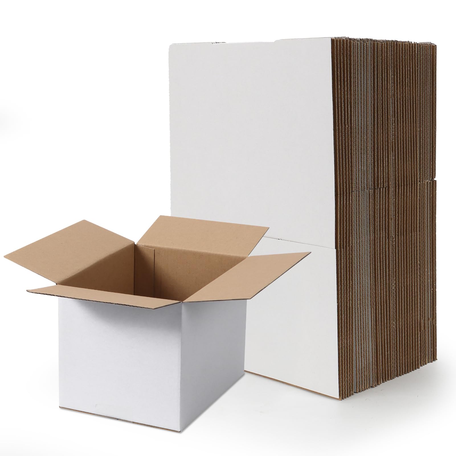 Photo 1 of RLAVBL 8x6x6 Shipping Boxes Set of 40, White Corrugated Cardboard Box for Packing, Mailing, Business