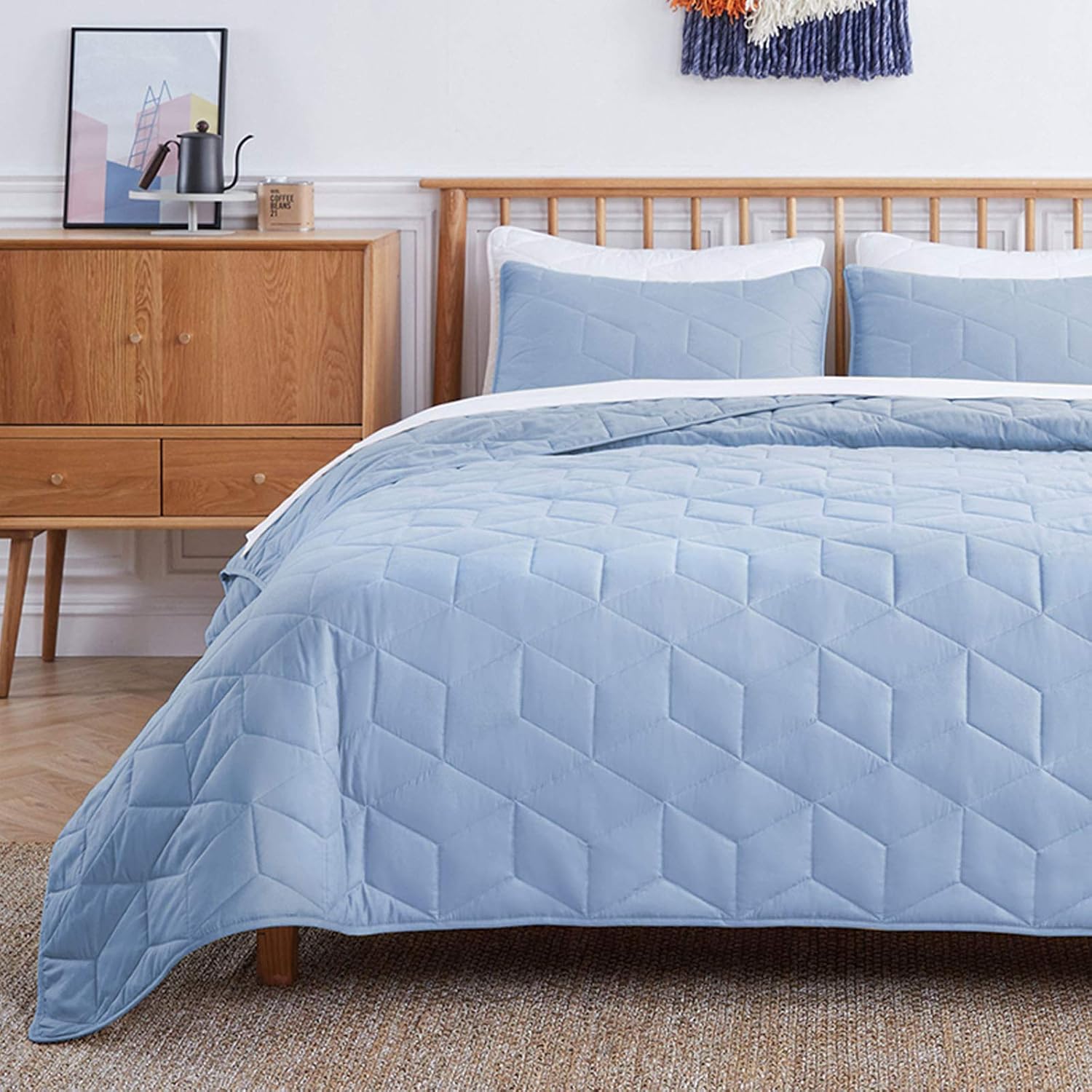 VEEYOO Twin Quilt Set Bedspread Soft Microfiber Lightweight Quilt Set