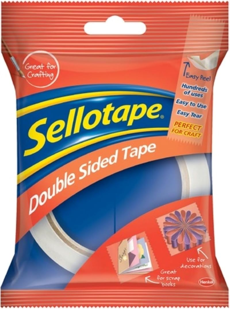 Sellotape Double Sided Tape 12mm x 33m Strong Craft Mounting Easy Peel