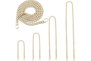 Jepeux 4 Pieces Different Sizes DIY iron flat chain belt, handbag replacement belt, shoulder belt, wallet chain belt, metal buckle(7.9 inch, 15.7 inch, 31.5 inch, 47.2 inch) Gold