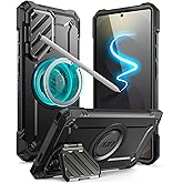 SUPCASE for Samsung Galaxy S25 Ultra Case with Camera Cover Stand (UBMag XT), [S Pen Friendly] [Compatible with MagSafe] [Military-Grade Protection] Magnetic Phone Case for S25 Ultra 6.9 inch, Black