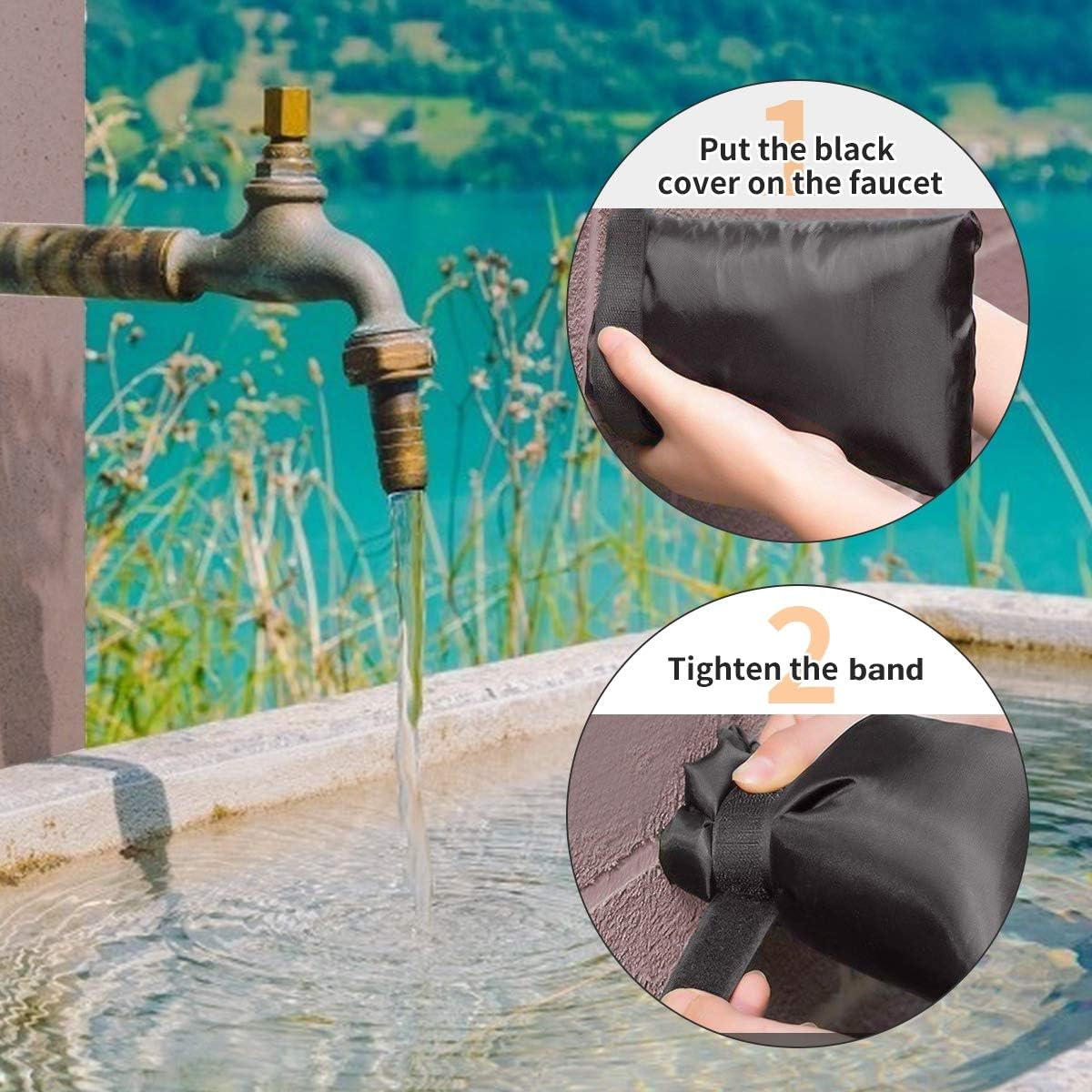 NASUM Faucet Cover for Winter, Outdoor Faucet Covers 600D Heavy Duty Nylon Oxford Cloth, 7.5" L x 5.3" W Faucet Socks Freeze Protection, Outside Faucet Covers for Cold Weather 2 Pack (Black) : Garden & Outdoor