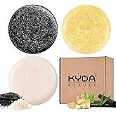 KYDA 3 Pack Shampoo Bar for Hair Growth, Bamboo Charcoal&Black Sesame Seeds, Rice Water&Protein, Ginger&Lemon, Organic Shampoo Soap, Paraben, Sulfate & Silicone Free