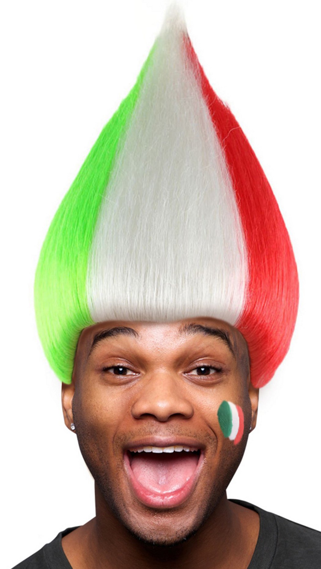 Cece Trolls Wig Italy Flag Hairpiece For Sport Football Fan Costumes Party