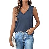 Syellowafter Women V Neck Tank Tops Sleeveless Shirts Summer Casual Blouse Loose Fit Tunic