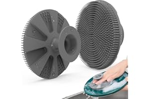 Silicone Sponge, BEAUTAIL Non-Scratch Scrub Sponges for Washing Dishes, Kitchen Fruit Vegetable Cleaning Brush, Long Lasting and Reusable Dishwashing Scrubber, Suction Up Hang Designed, 1 Pack, Gray