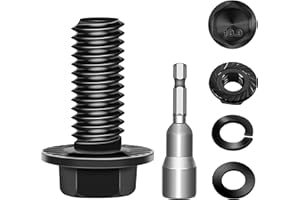 Marysino (10Sets) M8 Bolt x 20mm Flanged Hex Head Bolts, External Flange Hex Drive M8 Screws, Class 10.9 Black Zinc Plated Al