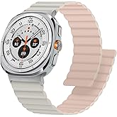 Anlinser Magnetic Bands Compatible with Samsung Galaxy Watch Ultra 2/1 Band 47mm for Men Women, Waterproof Silicone Sport Strap with Magnet Compatible with Samsung Watch Ultra, Starlight/Pink
