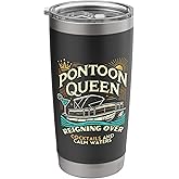 Pontoon Queen Women Pontoon Boat Captain Boating Stainless Steel Insulated Tumbler