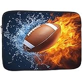 Nicokee Laptop Sleeve Bag 15.4 15.6 Inch,American Football Ball in Fire and Water Protective Polyester Computer Cases Laptop Cover Briefcase Bag Tablet Travel Cover