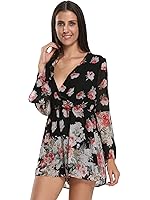 Chiffon Surplice Floral Short Playsuits