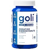 Goli Creatine Monohydrate Gummies | Performance, Strength & Recovery Support | Sugar-Free, Vegan, Plant-Based, Non-GMO, Glute