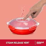 Sistema Round Microwave Container 1.3 L Red with Steam Release Vent view 3