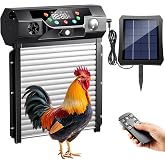 Automatic Chicken Coop Door Solar Powered, Roll-Up Chicken Door with Timer &amp; Light Sensor, Anti-Pinch Safety Auto Chicken Door with Remote Control, Weatherproof Aluminum Coop Door (Black2)