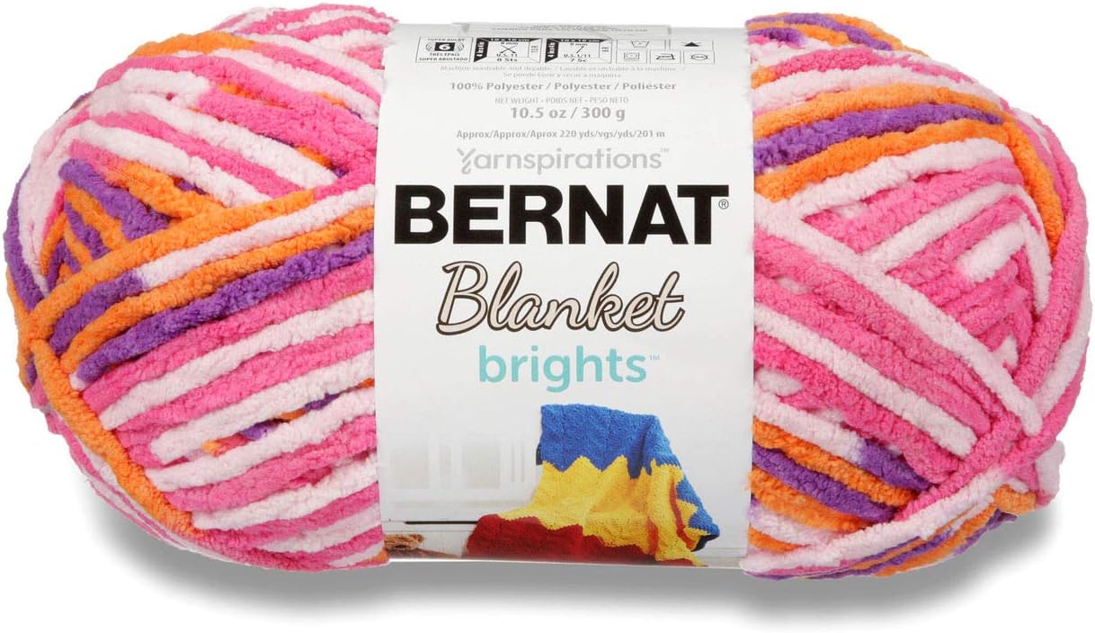 BERNAT Blanket Brights Big Ball YarnJump Rope Variegated, 100 acrylic