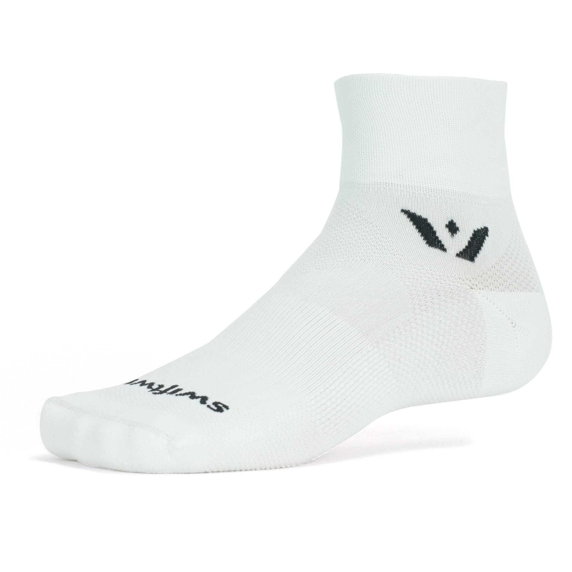 Swiftwick ASPIRE Quarter Calcetines, Running y Ciclismo, Blanco, S