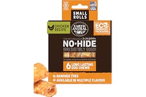 Earth Animal No-Hide Rolls Chicken Recipe Small Natural Rawhide Alternative Dog Chews - 6 Count Value Pack
