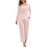 VTUOFC Pajamas for Women Set Cotton 2 Piece Stripe Pj Sets Long Sleeve Lounge Sets Soft Loungewear Sleepwear with Pockets