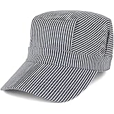 Oversized Men's Classic Denim Stripe Conductor Engineer Cotton Cap - 2XL - Blue/White