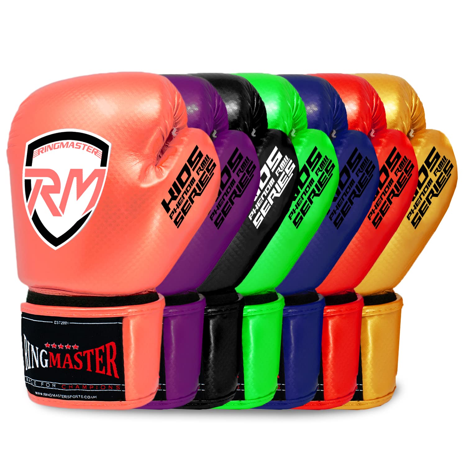 RingMaster Sports Kids Boxing Gloves Carbon Leather Training Sparring Punch Bag Mitt (Pink, 4 oz)