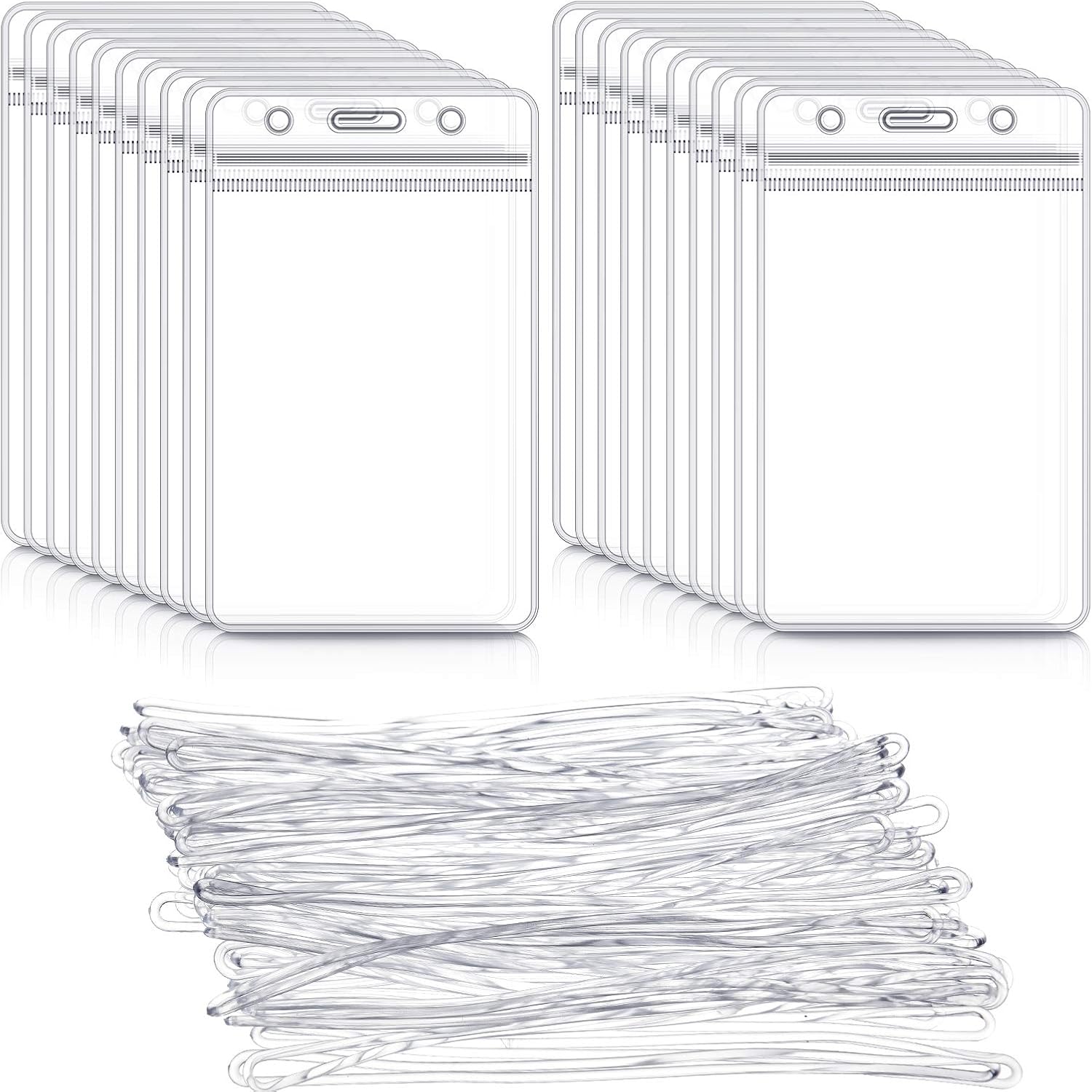 100 Pack Clear Luggage Identification Tags Waterproof Luggage Name Tag Badge Holders with Luggage Tag Straps Loops for Business Travel Supplies: Clothing