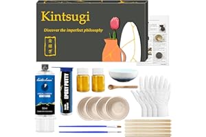 1DFAUL Kintsugi Repair Kit with Practice Cup, Japanese Gold Repair Kit, for Ceramics and Porcelain Restore, Beginner Fix Brok