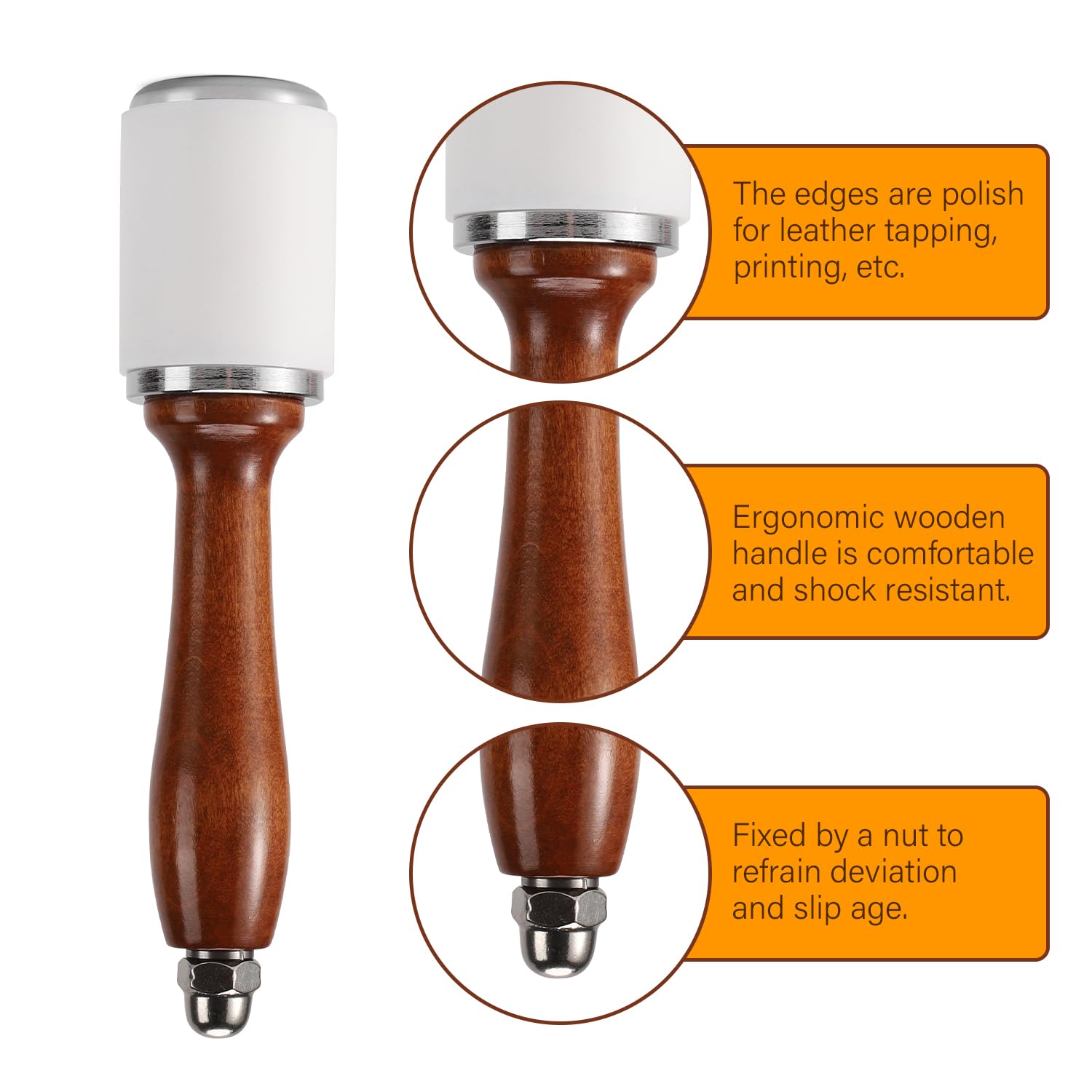 WUTA Leather Carving Hammer Professional Leather Mallet Leatherworking Maul Nylon Head Hammer for Handmade DIY Tools