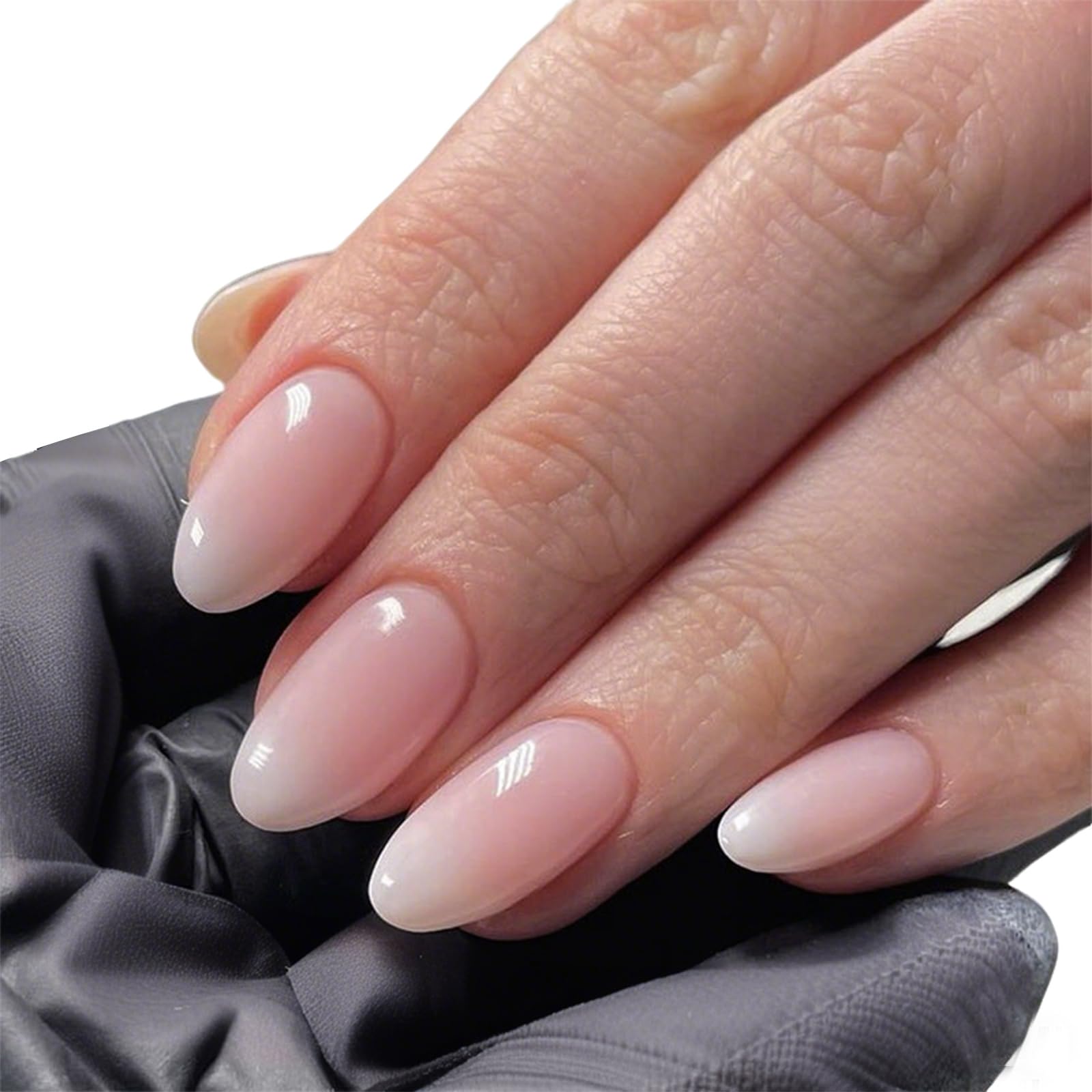 Short Press On Nails Kit - 30PCS Soft Gel Reusable Fake Nails in 15 Sizes, Includes Nail Glue - Almond, Oval Pointed Styles for Women - French Tip Neutral Shades