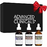 Advanced Clinicals 3 Pack Face Serum Essentials Set | Brightening Vitamin C, Firming Retinol, & Hydrating Hyaluronic Acid Serum Gift Box | Travel Size Gift For Women | Anti Aging Skin Care Products