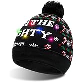 TAGVO LED Light Up Hat Beanie Knit Cap, Colorful LED Xmas Christmas Beanie