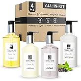 1-Shoppe Terra Pure Ecobox Amenities Kit | Green Tea Soap | Shampoo, Conditioner, Body Lotion, Body Wash | 10.14 oz | Hotel Toiletries Bulk