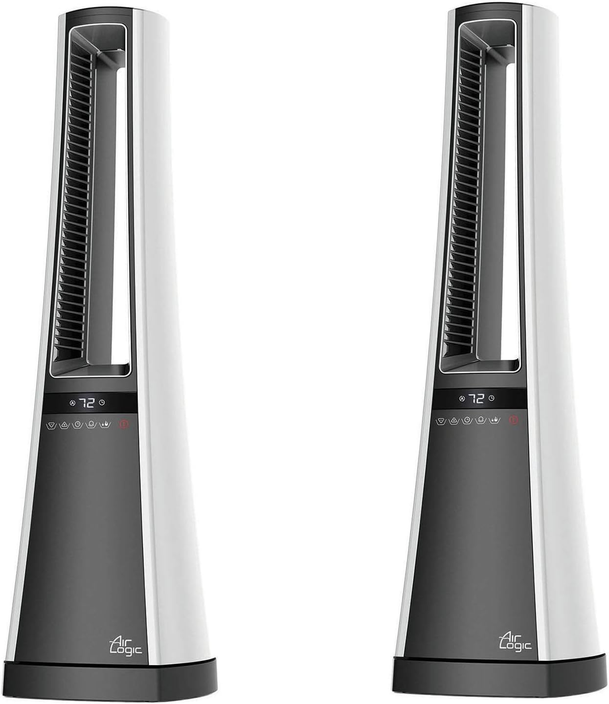 Lasko 1500W Air Logic Bladeless Electric Tower Space Heater with Remote (2 Pack)