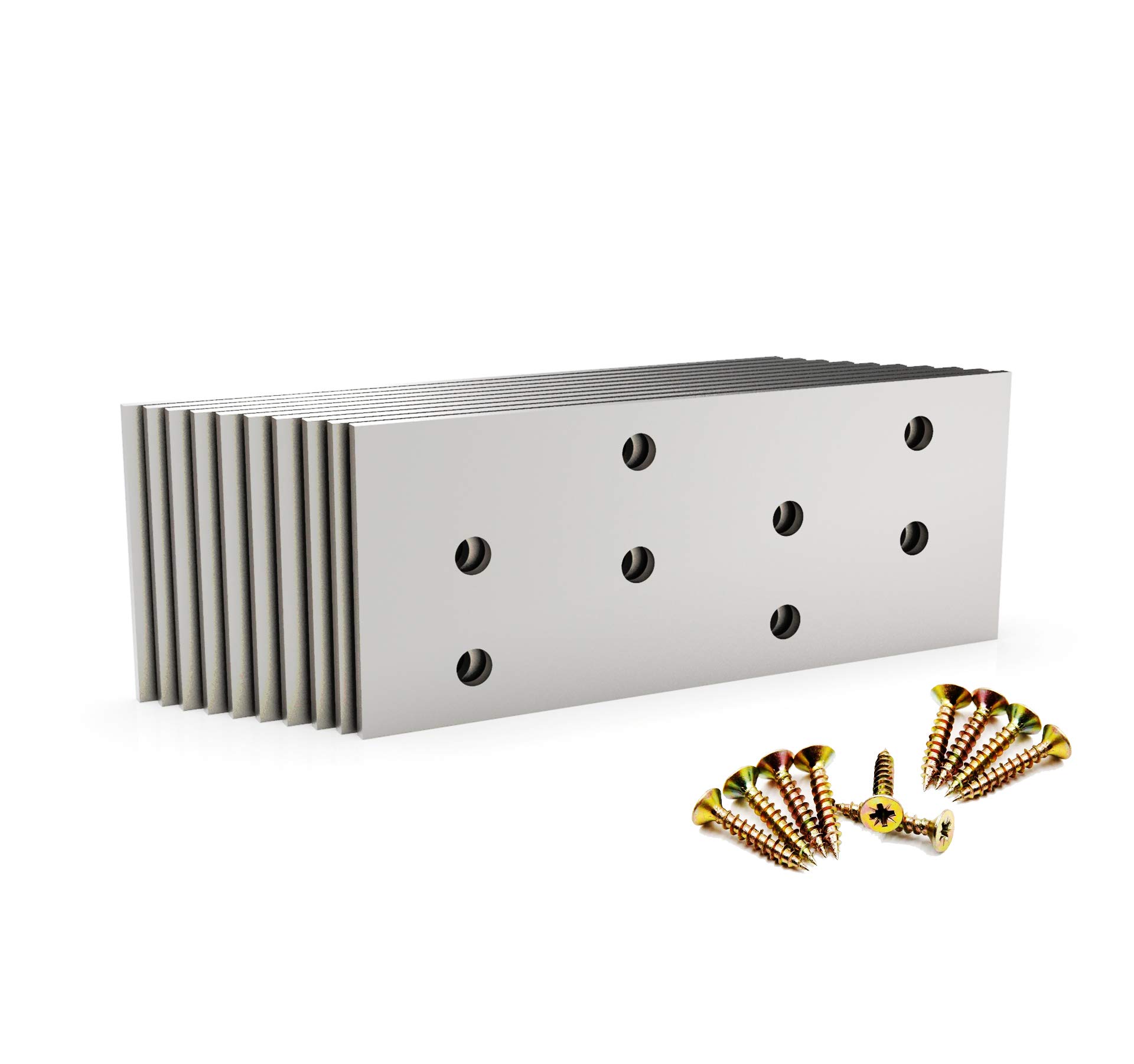 10 PK Galvanised Steel Timber Joining Plate with Wood Screws 100x40x2.0mm