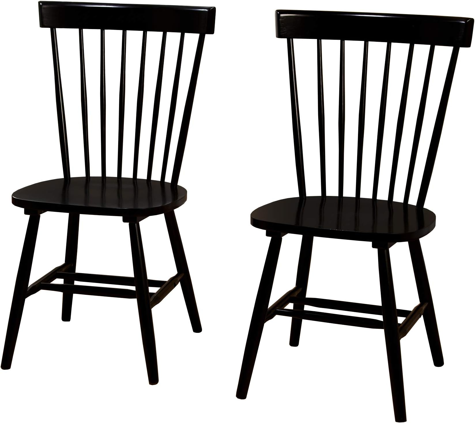 Target Marketing Systems Venice Mid Century Modern Rubberwood Dining Chair, 2 Piece, Black