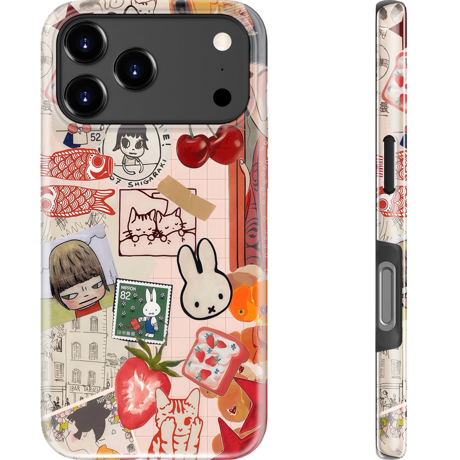 MERRO for iPhone 17 Pro Case - Wireless Charging Compatible - Dual-Layer Hard Shell & Silicone Cover - Protective Phone Case with Cute Wildflower Designs for Women - Whimsical Collage