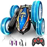 AlldGuo Remote Control Car for Kids Adults, 2026 RC Cars with LED Lights & Music, 4WD 360° Rotating Off-Road Vehicle, Dual Batteries, Double-Sided Stunt Toy Gift